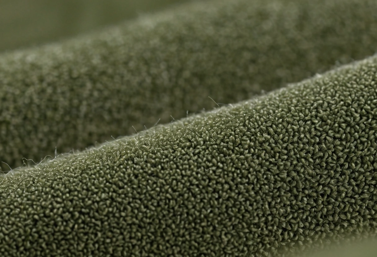 Macro view of cut velvet pile with the nap brushed in two directions, showing the tonal shift across the surface