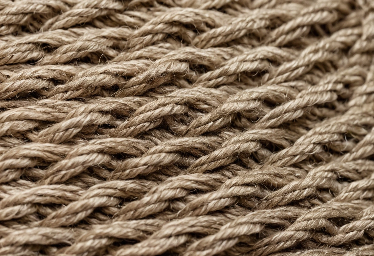 Macro view of a slubby linen weave showing thick and thin sections alternating along the yarn