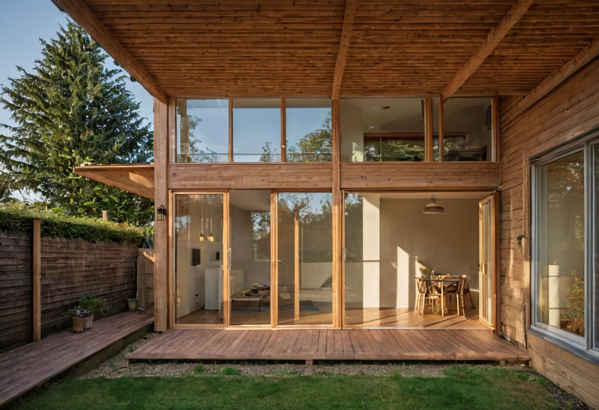 How do shade, heat, daylight, and ventilation compare in single-storey and stacked residential architecture editorial visual